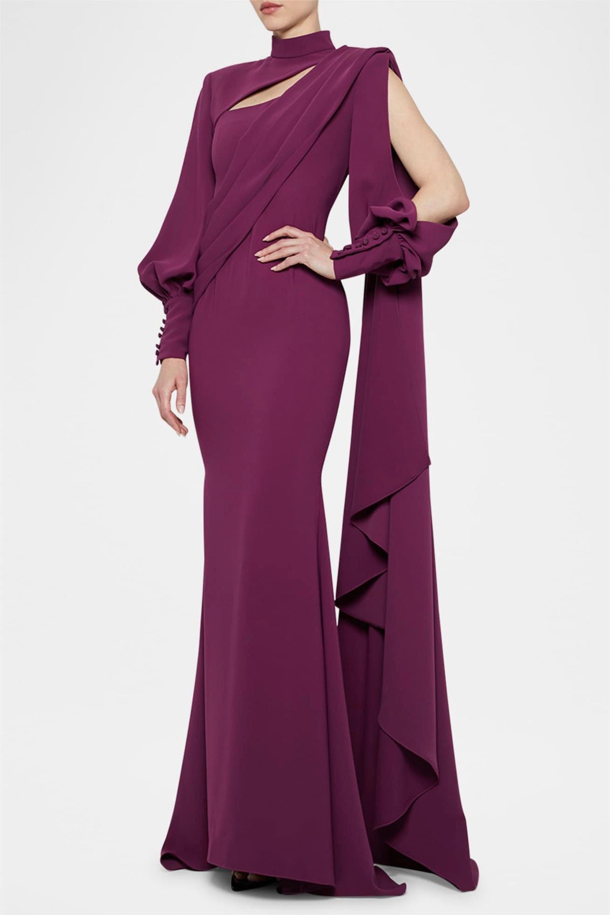 Solid Cut-Out Ruched Maxi Dress