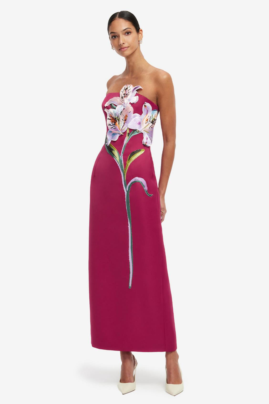 Embroidered Off-Shoulder Midi Dress