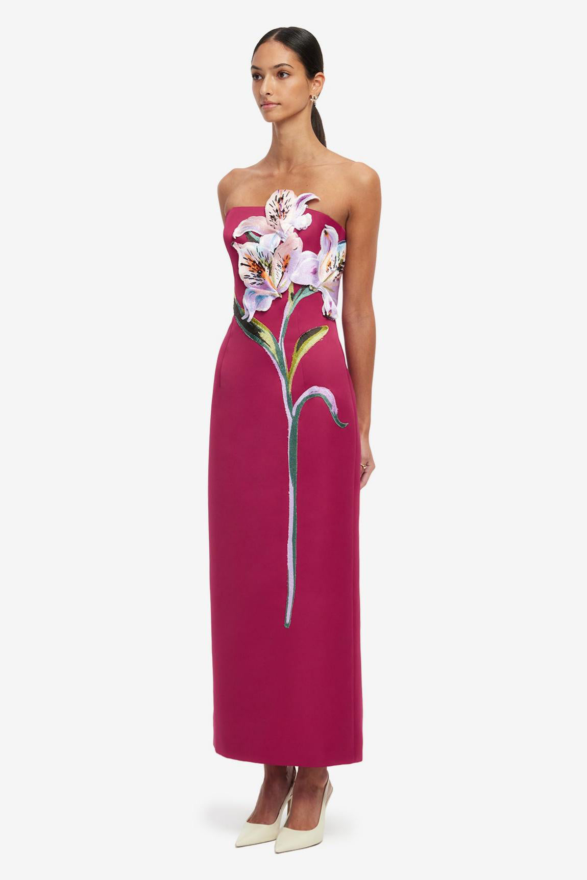 Embroidered Off-Shoulder Midi Dress
