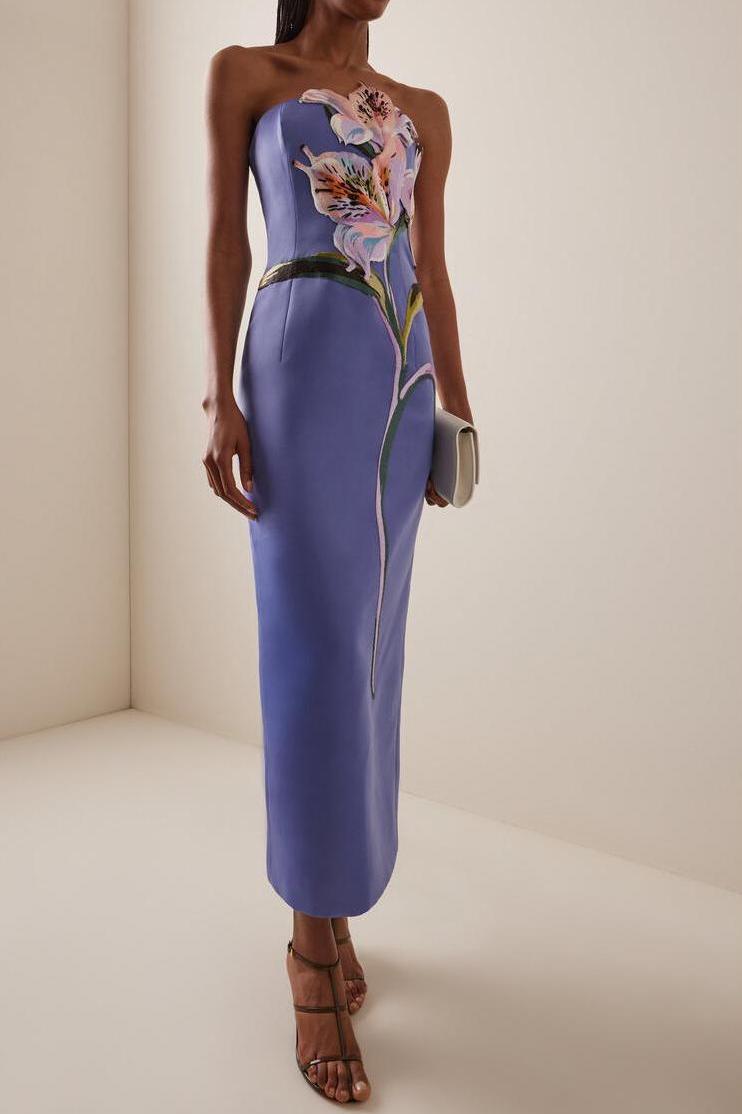 Embroidered Off-Shoulder Midi Dress