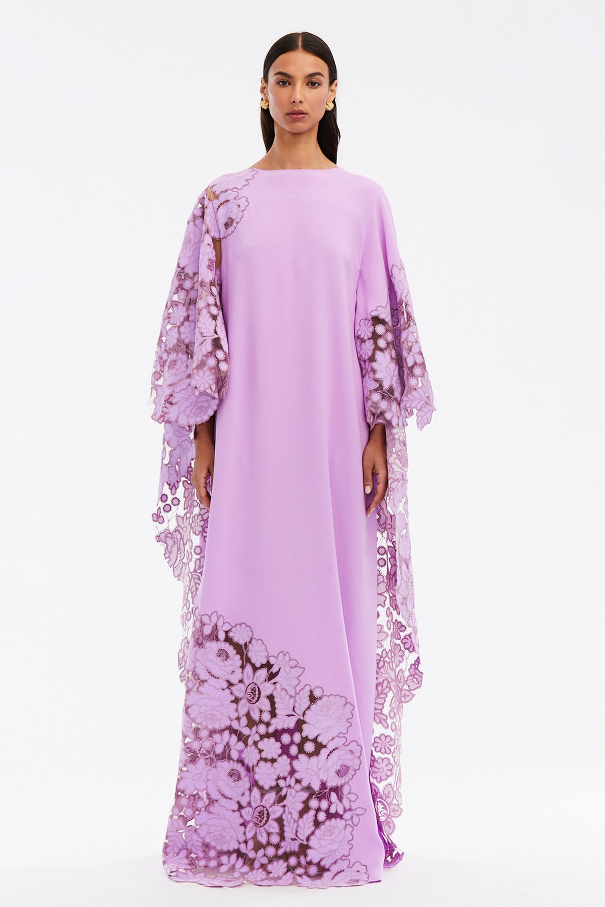 Lace Splicing Round Neck Maxi Dress