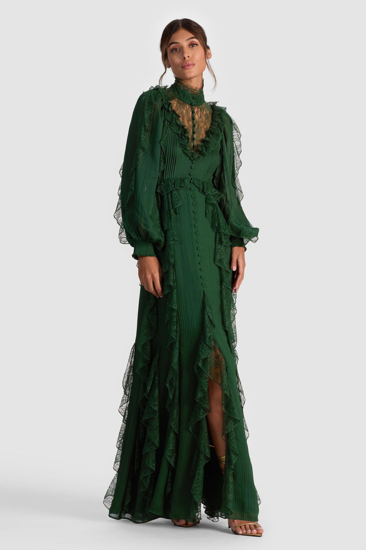 Lace Splicing Chiffon Maxi Dress