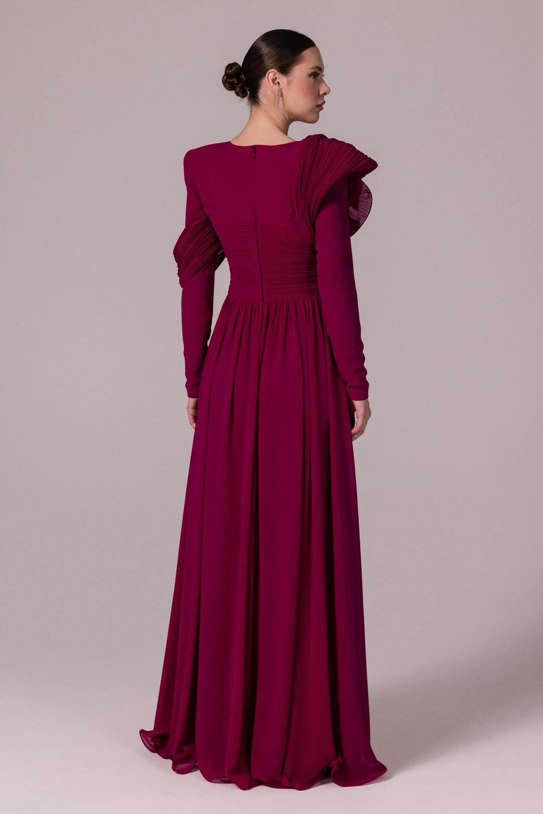 Solid Ruched 3D Flower Maxi Dress