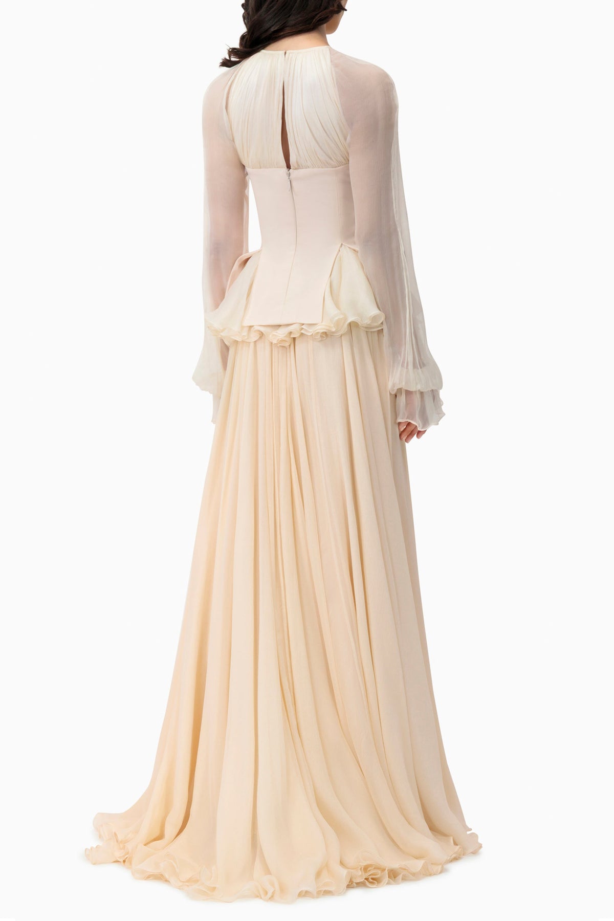 Chiffon Ruched Ruffle Top & Maxi Skirt Set