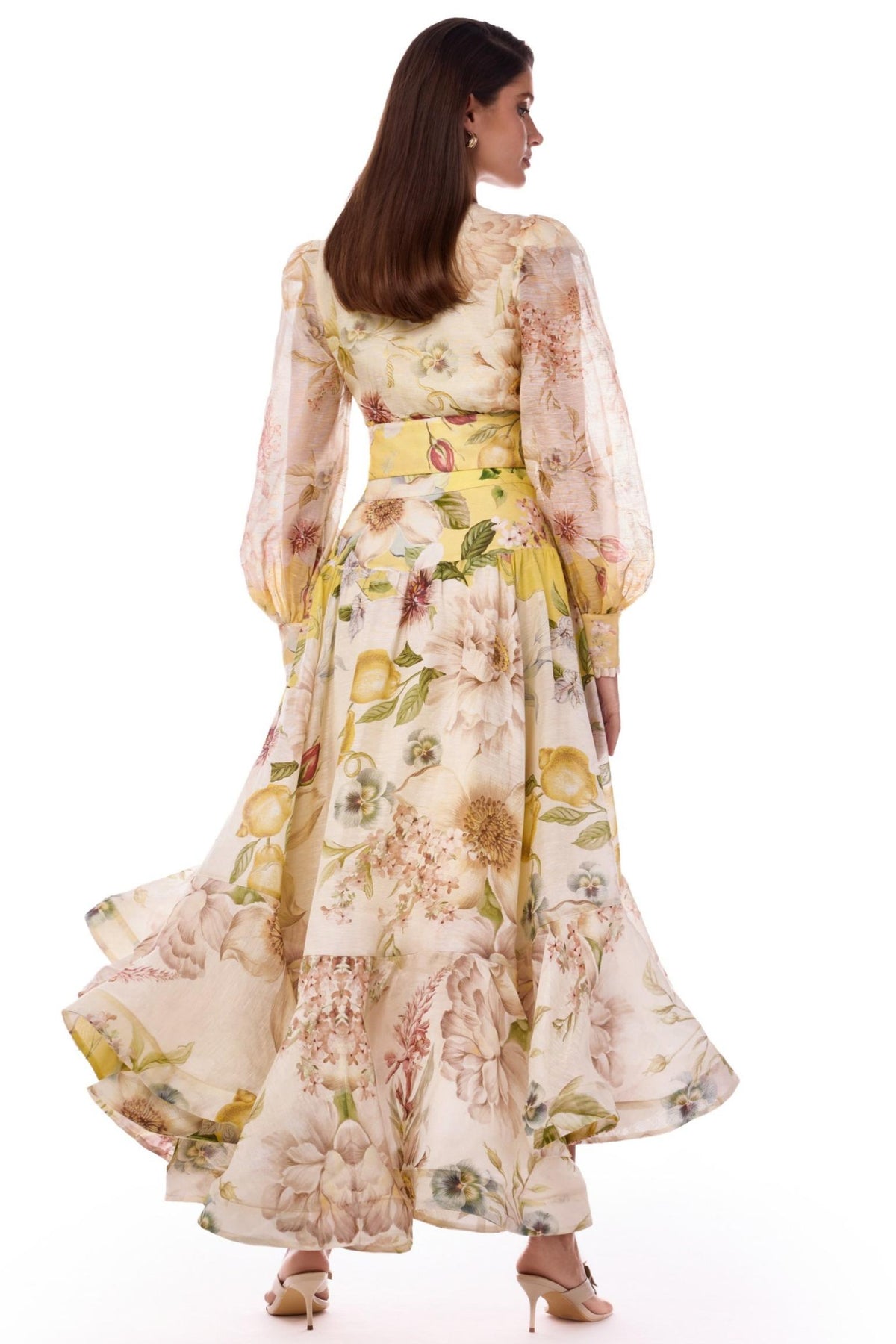 Organza Floral Top & Midi Skirt Set