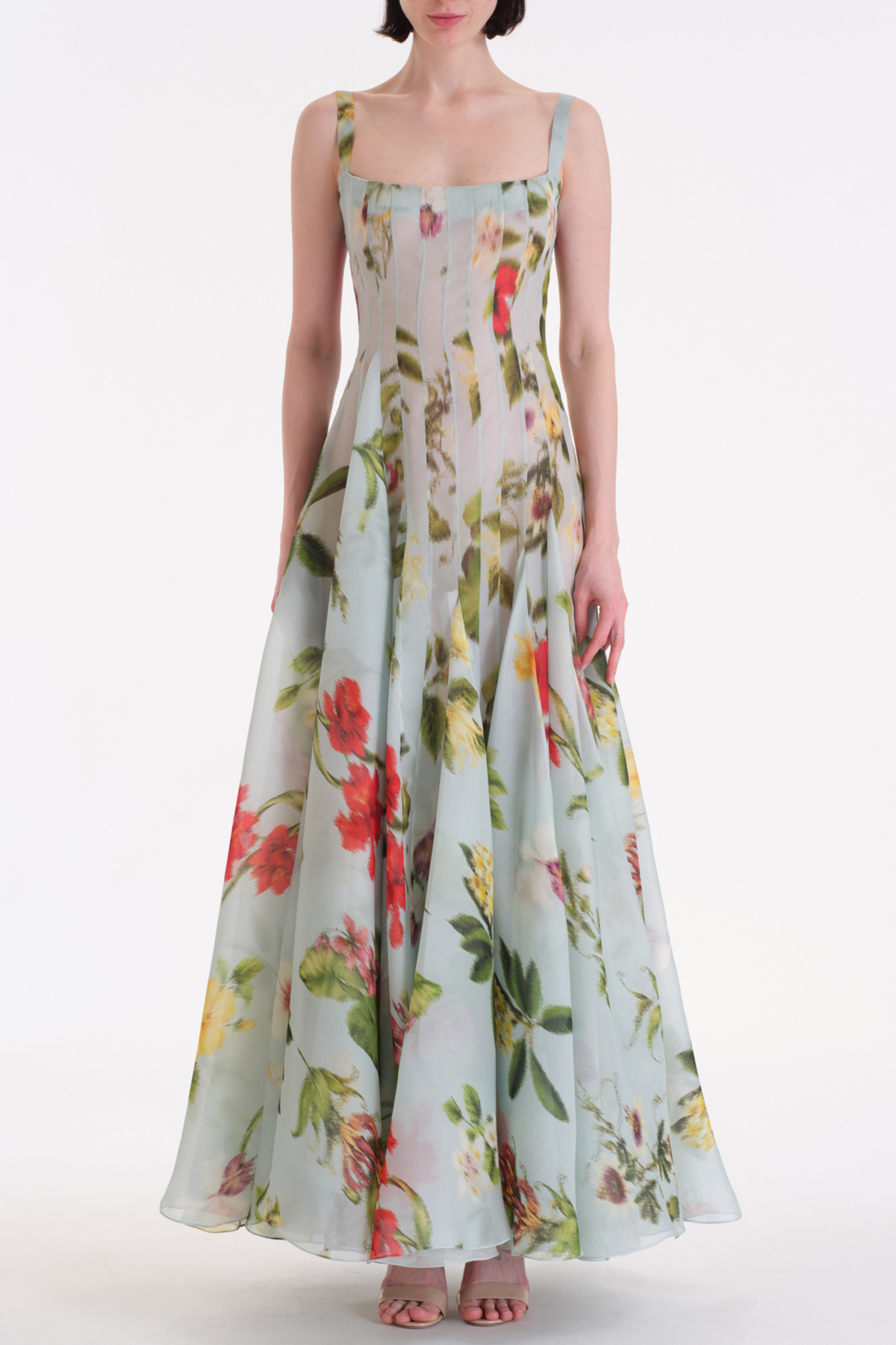 Floral Square Collar Slip Maxi Dress