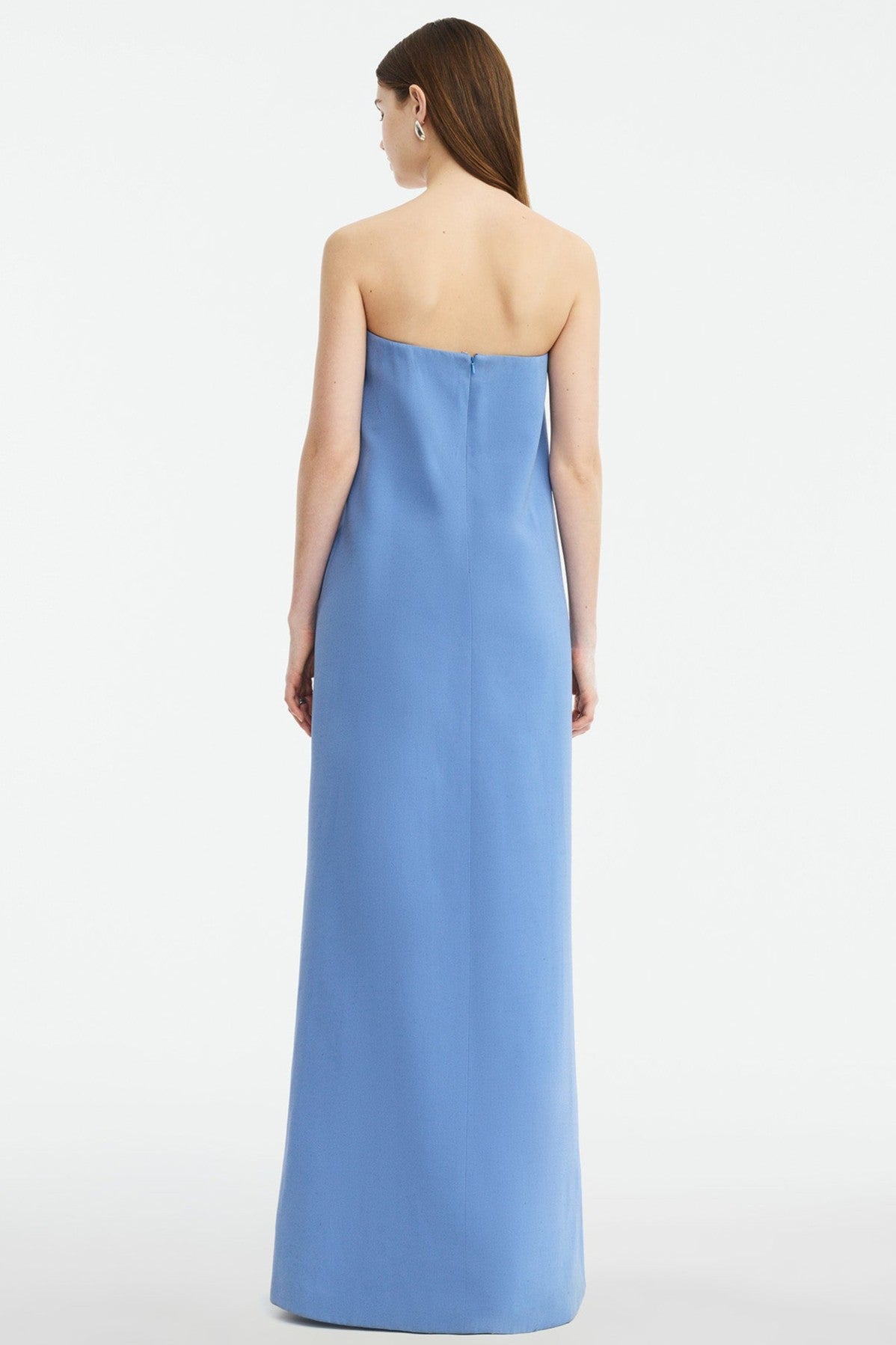 Embroidered Strapless Maxi Dress With Cape