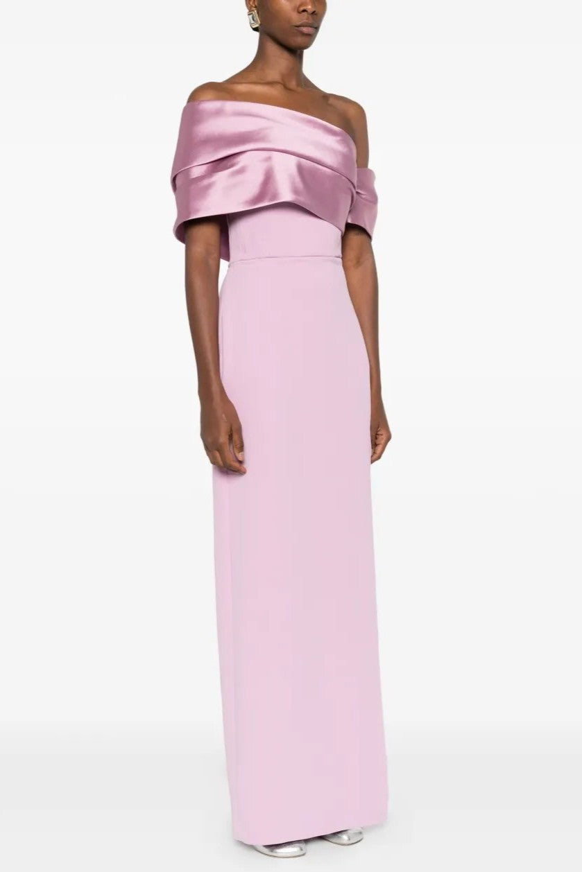 Satin Splicing Off Shoulder Maxi Dress