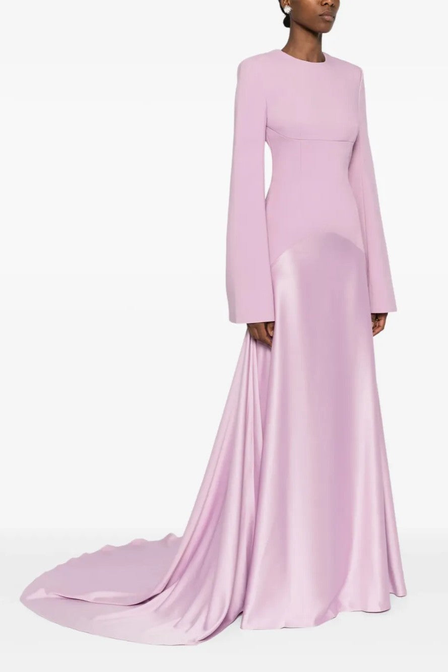 Satin Splicing Bell Sleeve Maxi Dress