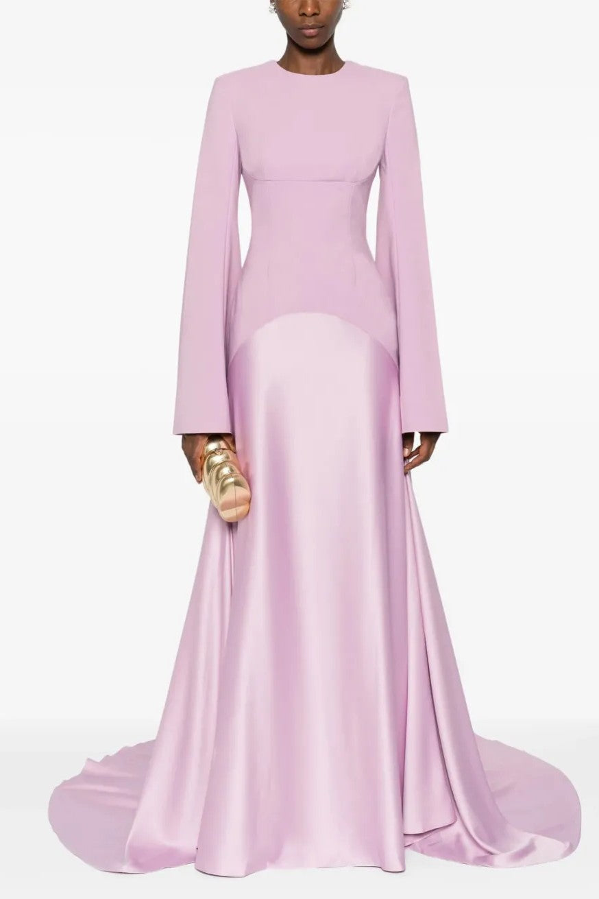Satin Splicing Bell Sleeve Maxi Dress