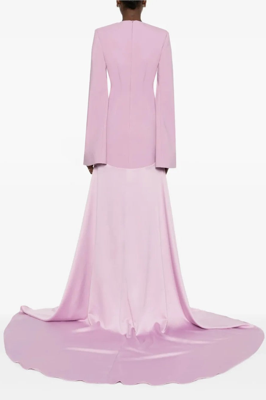 Satin Splicing Bell Sleeve Maxi Dress