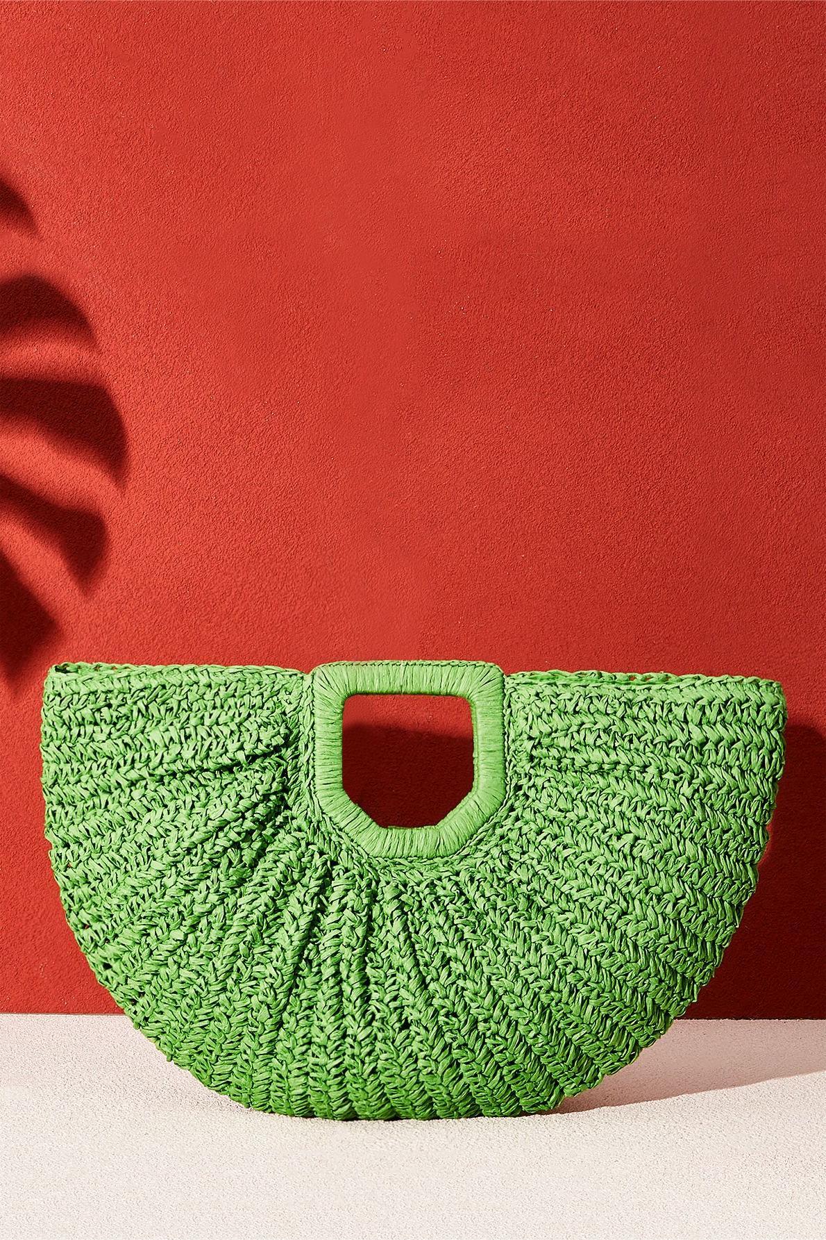 Large Handmade Strawhand Moon Bag