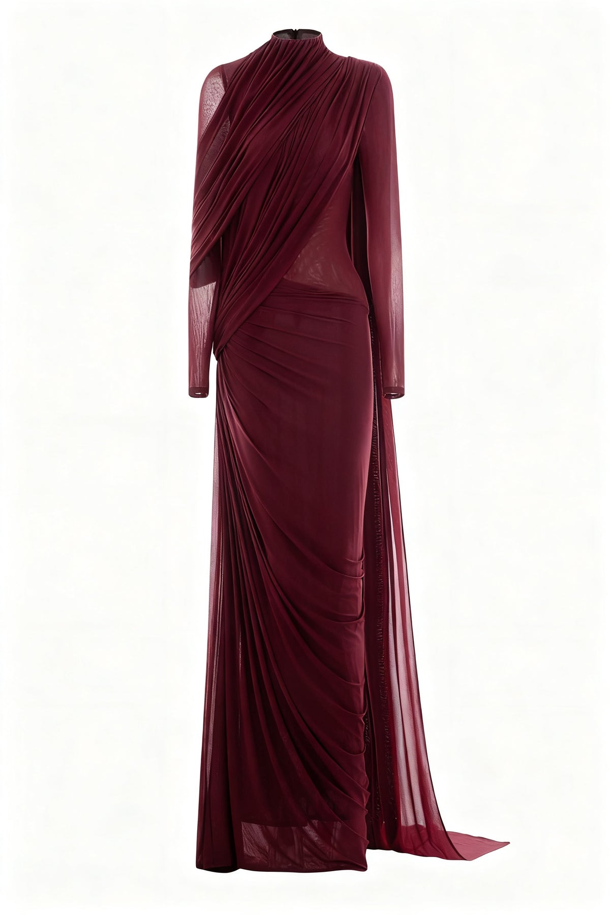 Gathering Asymmetrical Cape Maxi Dress