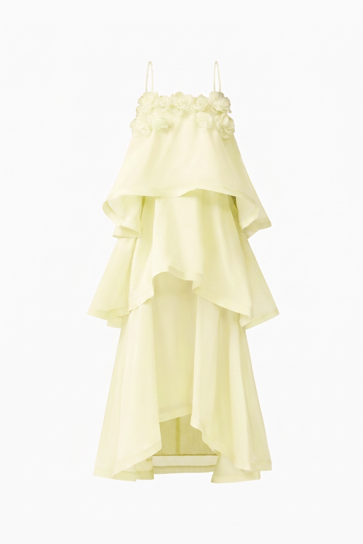 3D Flower Ruffle Slip Midi Dress