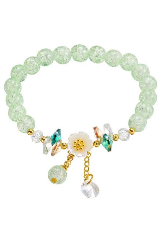 Floral Colored Glass Beaded Bracelet